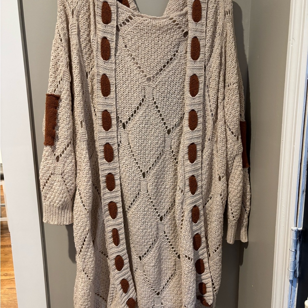 Cozy Knit Sweater with Burnt Orange Accents